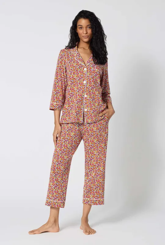 Ditsy Harvest 3/4 Sleeve Classic Stretch Jersey Cropped Pj Set made by BedHead