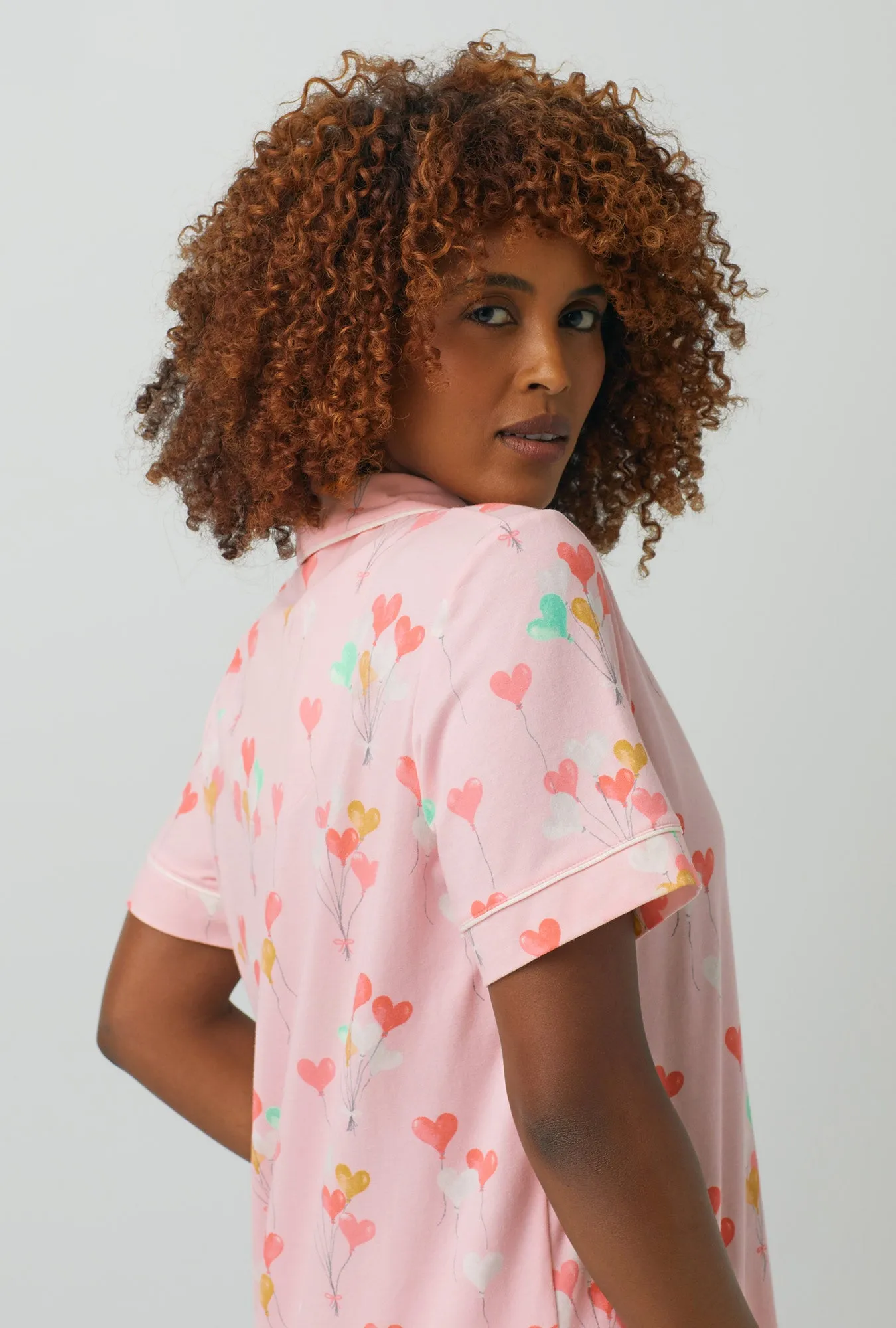 Floating Hearts Short Sleeve Classic Stretch Jersey Cropped PJ Set sold by BedHead product image thumbnail 2