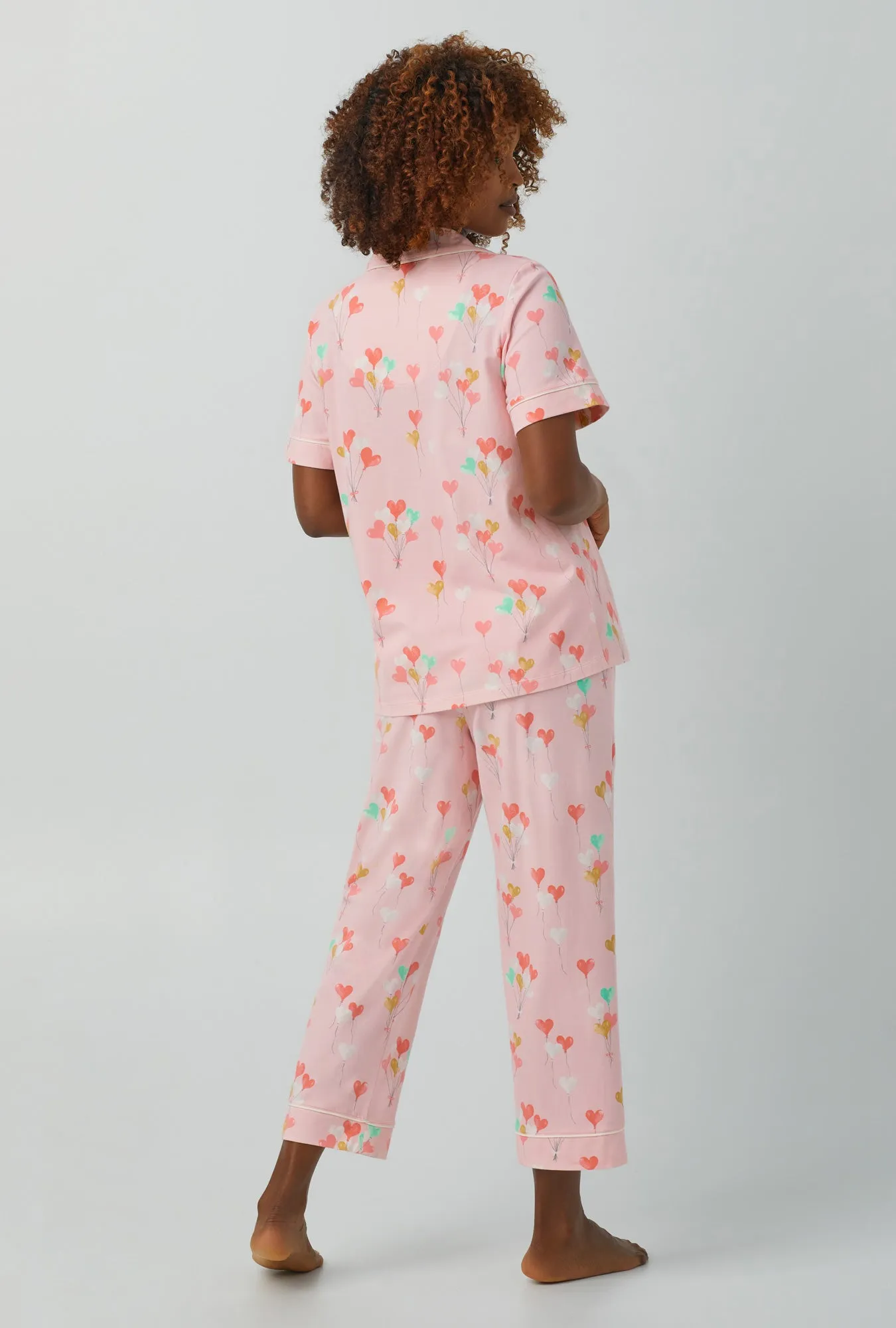 Floating Hearts Short Sleeve Classic Stretch Jersey Cropped PJ Set sold by BedHead product image thumbnail 4