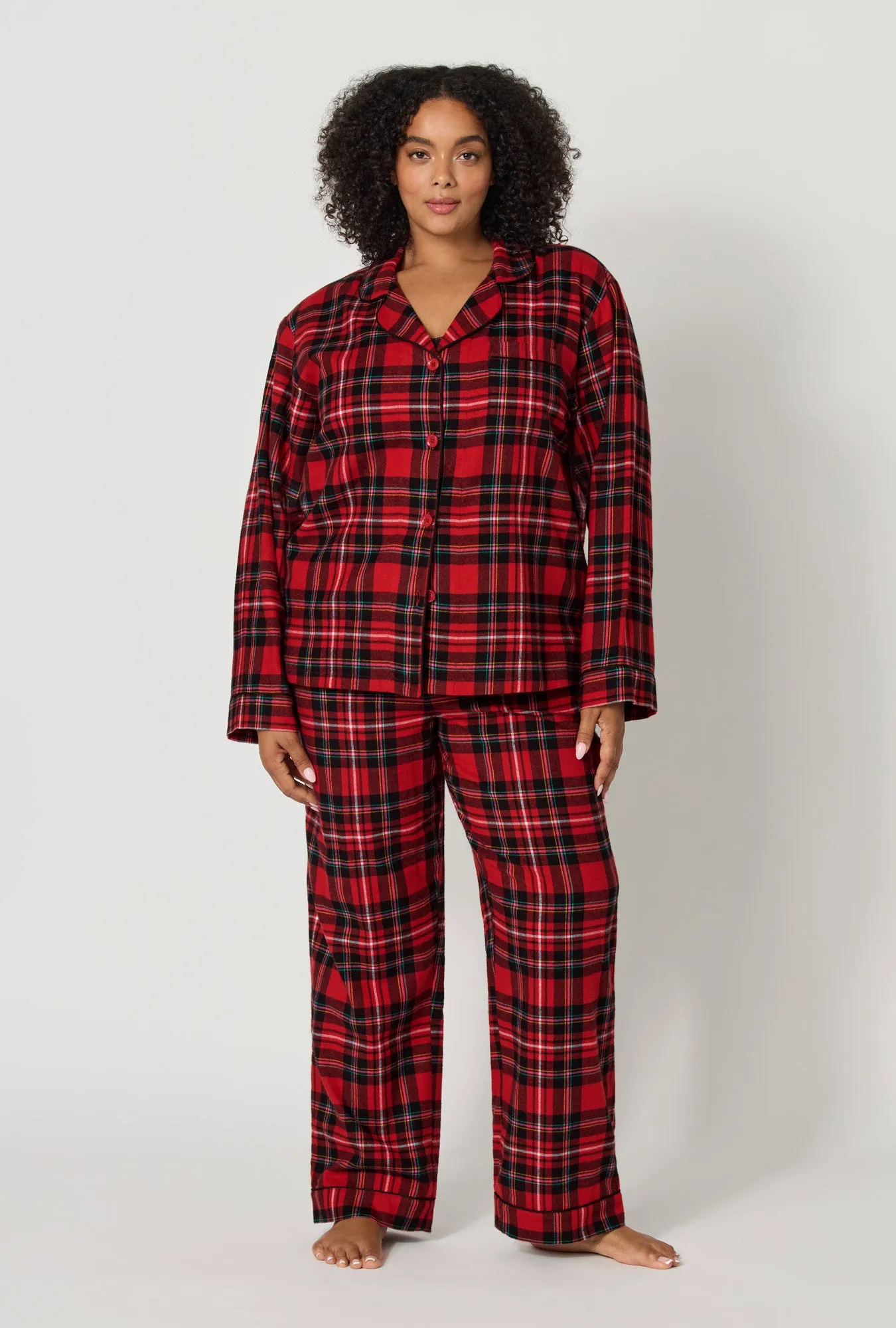 Fireside Plaid Long Sleeve Classic Woven Portuguese Flannel Pj Set sold by BedHead product image thumbnail 5