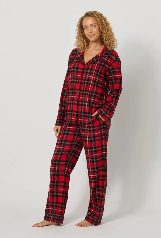 Fireside Plaid Long Sleeve Classic Woven Portuguese Flannel Pj Set made by BedHead