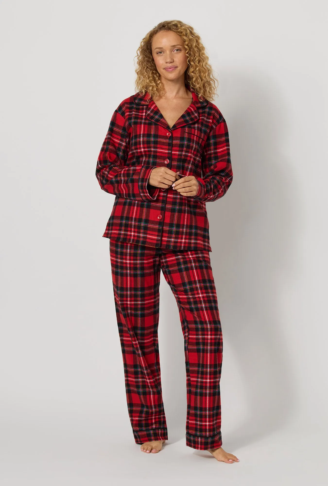 Fireside Plaid Long Sleeve Classic Woven Portuguese Flannel Pj Set sold by BedHead product image thumbnail 2