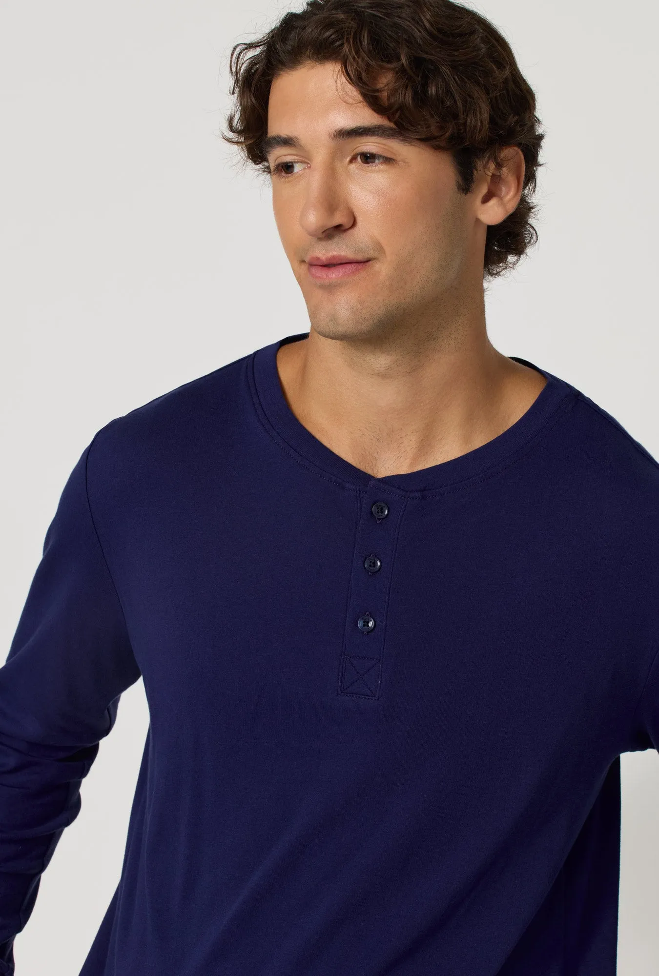 Winter Plaid Men's Long Sleeve Henley And Jogger Woven Portuguese Flannel Pj Set sold by BedHead product image thumbnail 3