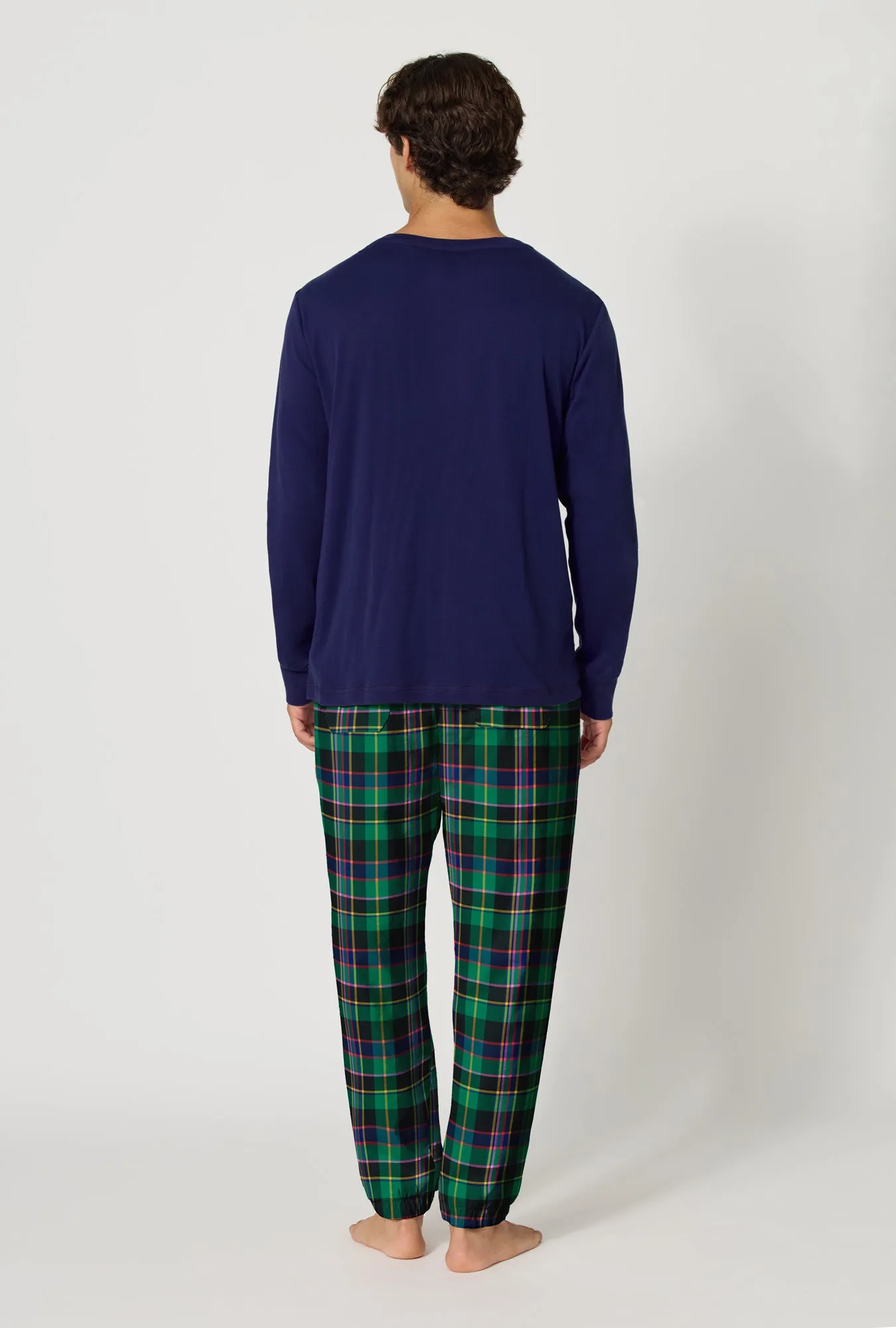 Winter Plaid Men's Long Sleeve Henley And Jogger Woven Portuguese Flannel Pj Set sold by BedHead product image thumbnail 4