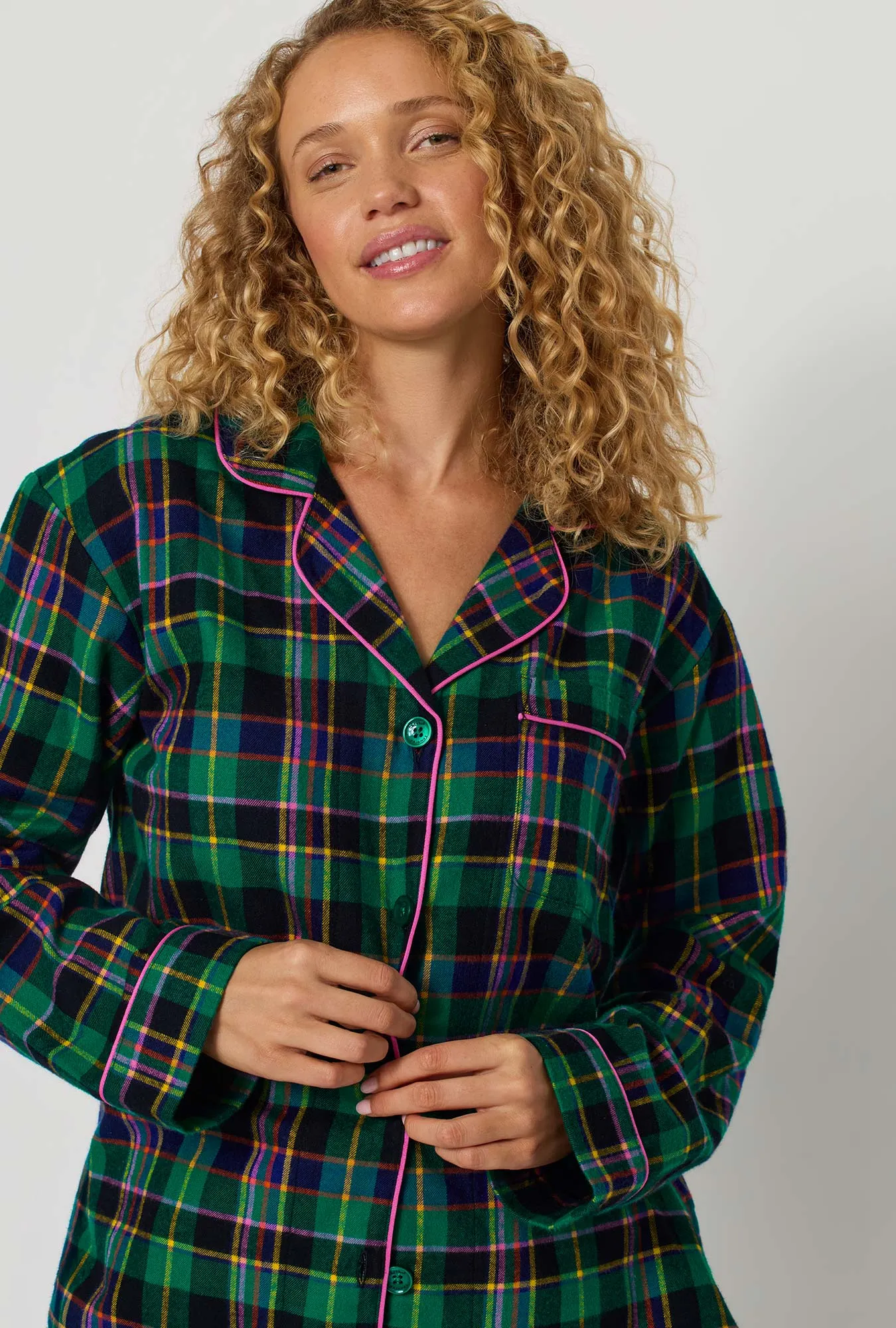 Winter Plaid Long Sleeve Classic Woven Portuguese Flannel Pj Set sold by BedHead product image thumbnail 3