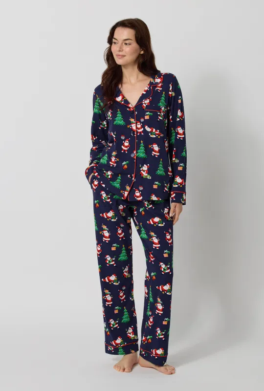 Santa's Night Out Long Sleeve Classic Stretch Jersey Pj Set made by BedHead