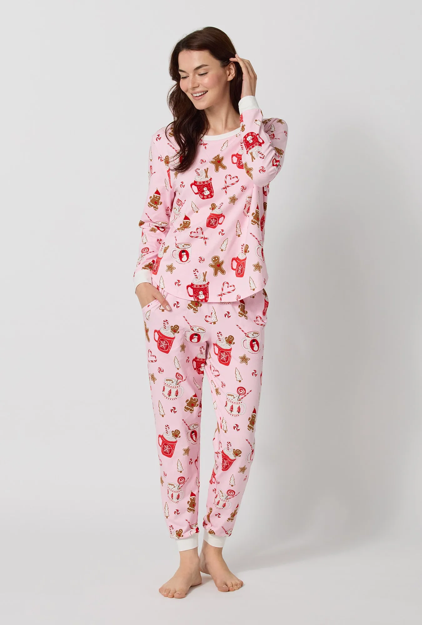 Candy And Cocoa Long Sleeve Pullover Crew And Jogger Stretch Jersey Pj Set sold by BedHead product image thumbnail 2