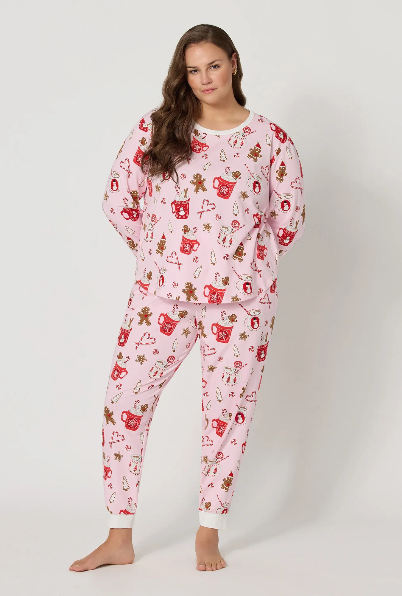 Candy And Cocoa Long Sleeve Pullover Crew And Jogger Stretch Jersey Pj Set sold by BedHead product image thumbnail 4