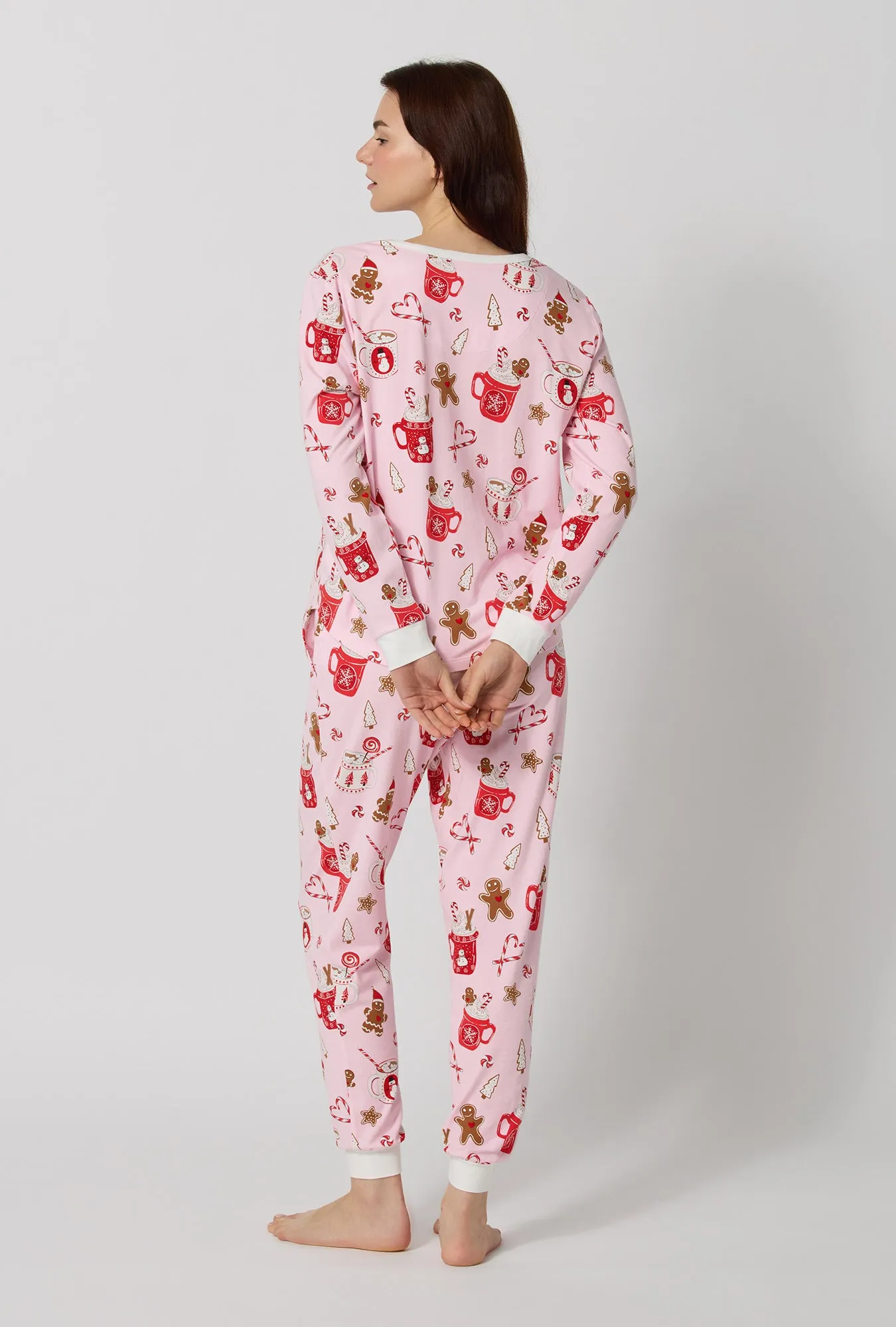 Candy And Cocoa Long Sleeve Pullover Crew And Jogger Stretch Jersey Pj Set sold by BedHead product image thumbnail 5