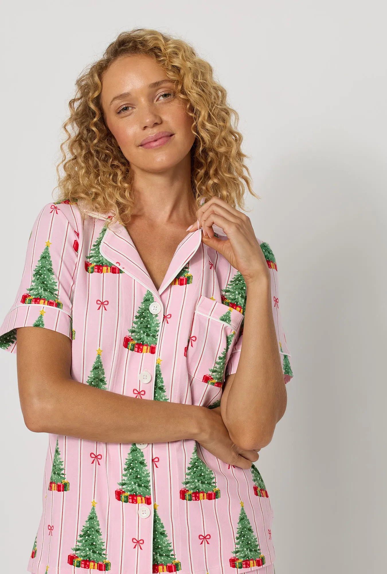 Pretty In Pine Short Sleeve Classic Shorty Stretch Jersey Pj Set sold by BedHead product image thumbnail 3