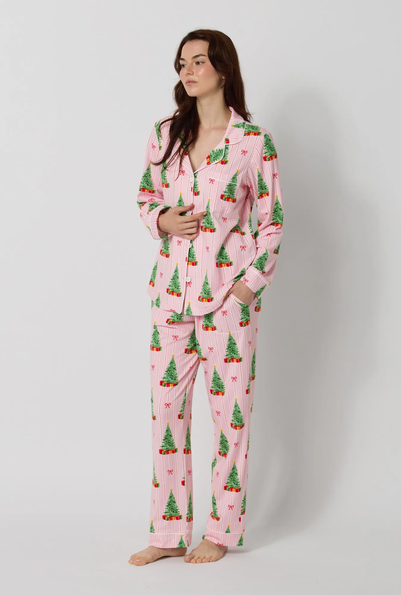 Pretty In Pine Long Sleeve Classic Stretch Jersey Pj Set sold by BedHead product image thumbnail 2