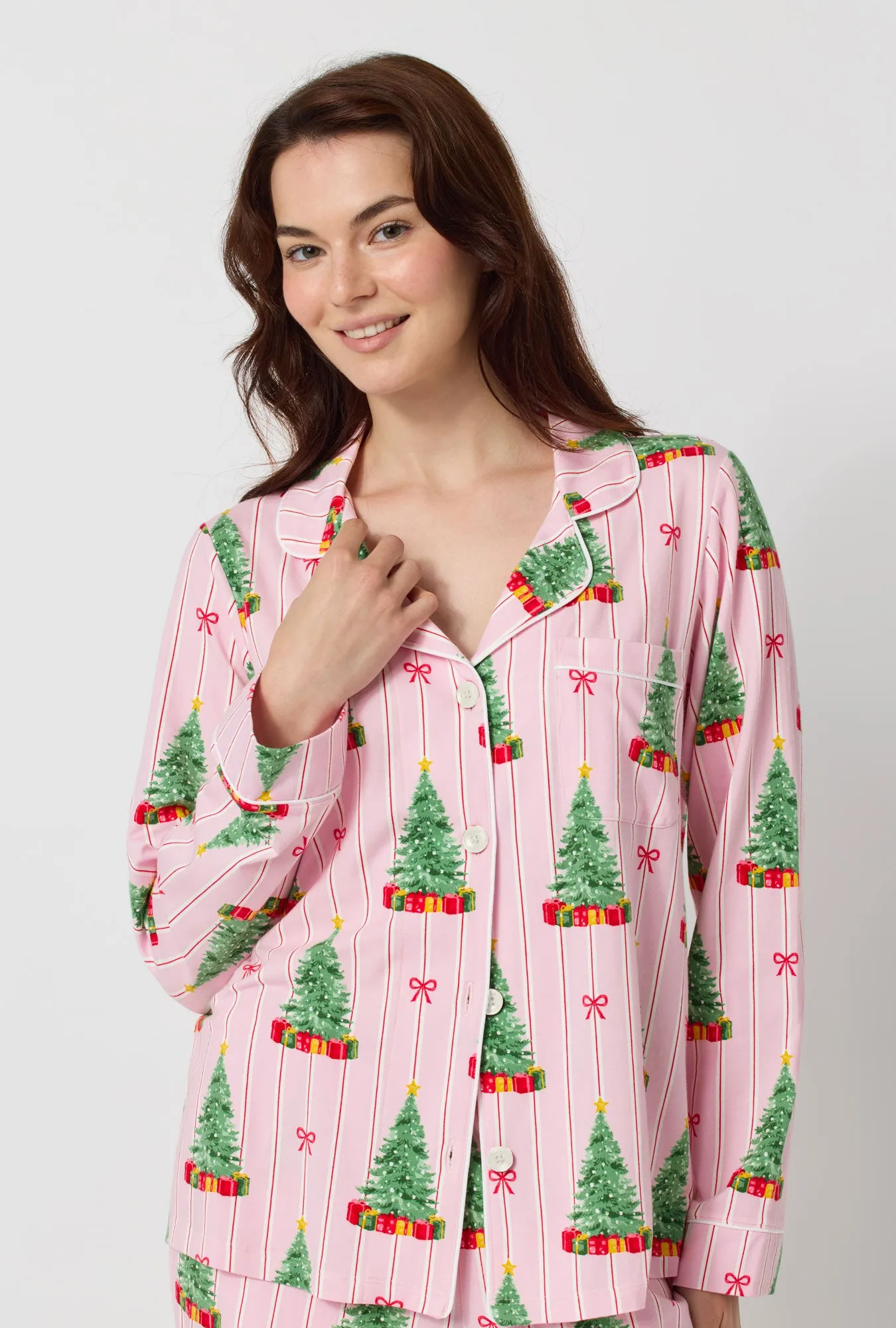 Pretty In Pine Long Sleeve Classic Stretch Jersey Pj Set sold by BedHead product image thumbnail 3