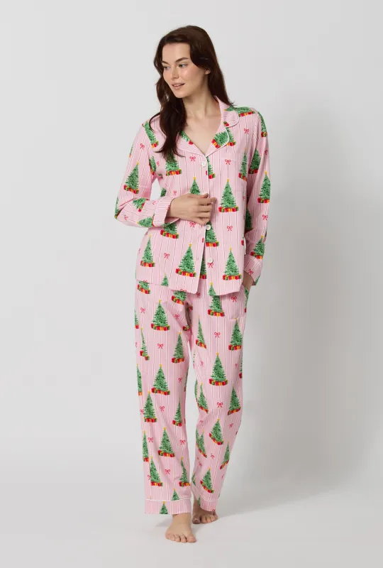 Pretty In Pine Long Sleeve Classic Stretch Jersey Pj Set made by BedHead