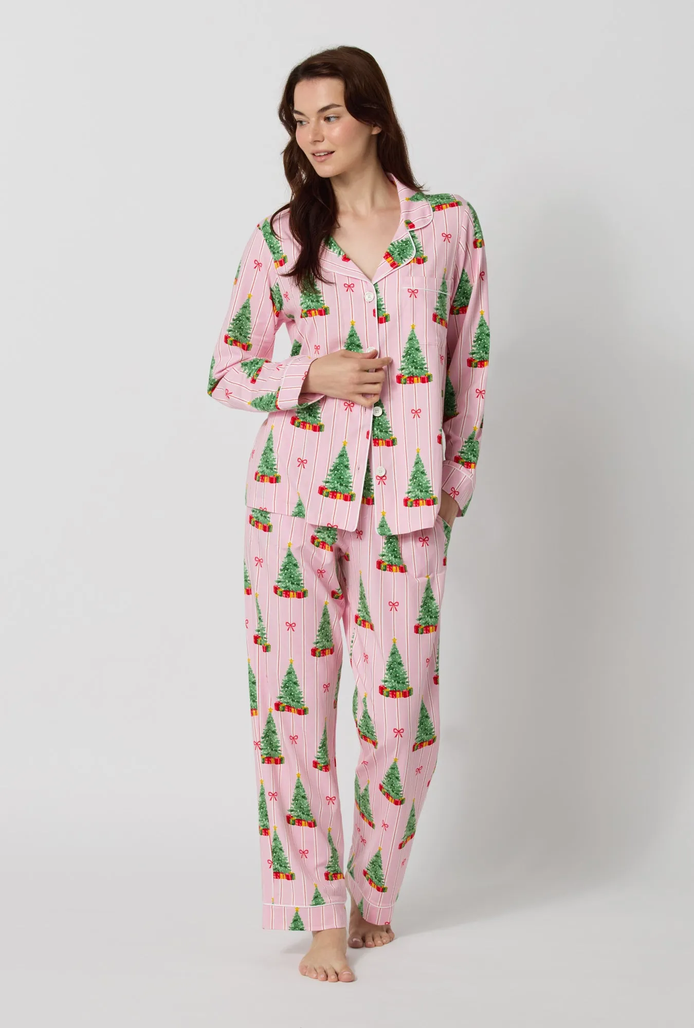 Pretty In Pine Long Sleeve Classic Stretch Jersey Pj Set sold by BedHead