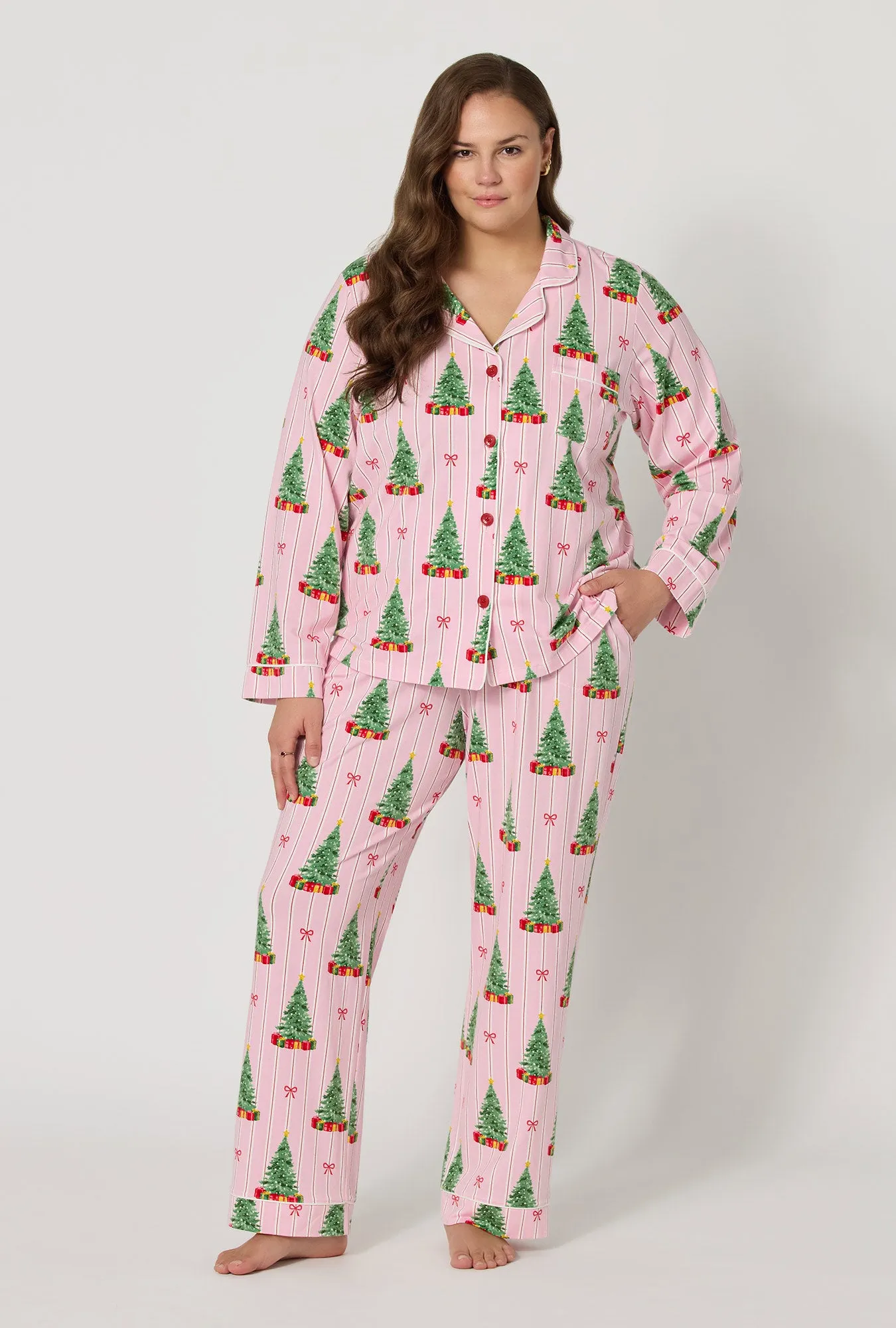 Pretty In Pine Long Sleeve Classic Stretch Jersey Pj Set sold by BedHead product image thumbnail 4