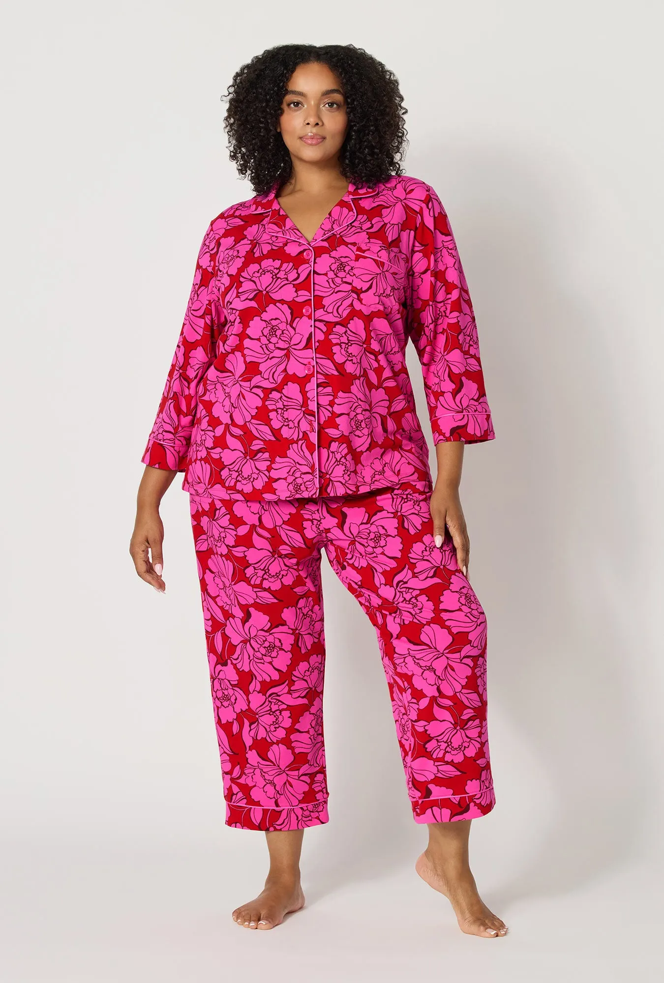 Isabella Flora 3/4 Sleeve Classic Stretch Jersey Cropped Pj Set sold by BedHead product image thumbnail 5