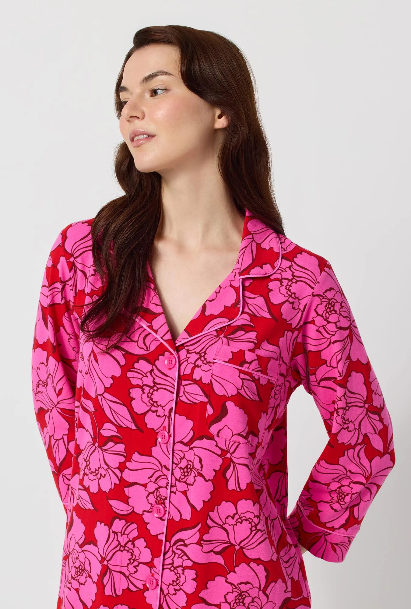 Isabella Flora 3/4 Sleeve Classic Stretch Jersey Cropped Pj Set sold by BedHead product image thumbnail 3