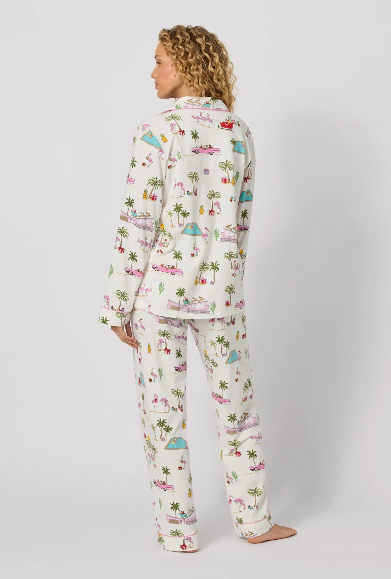 Festive Flamingos Long Sleeve Classic Stretch Jersey Pj Set sold by BedHead product image thumbnail 4