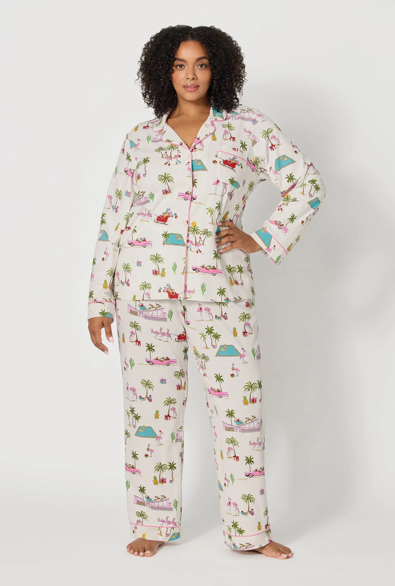 Festive Flamingos Long Sleeve Classic Stretch Jersey Pj Set sold by BedHead product image thumbnail 5