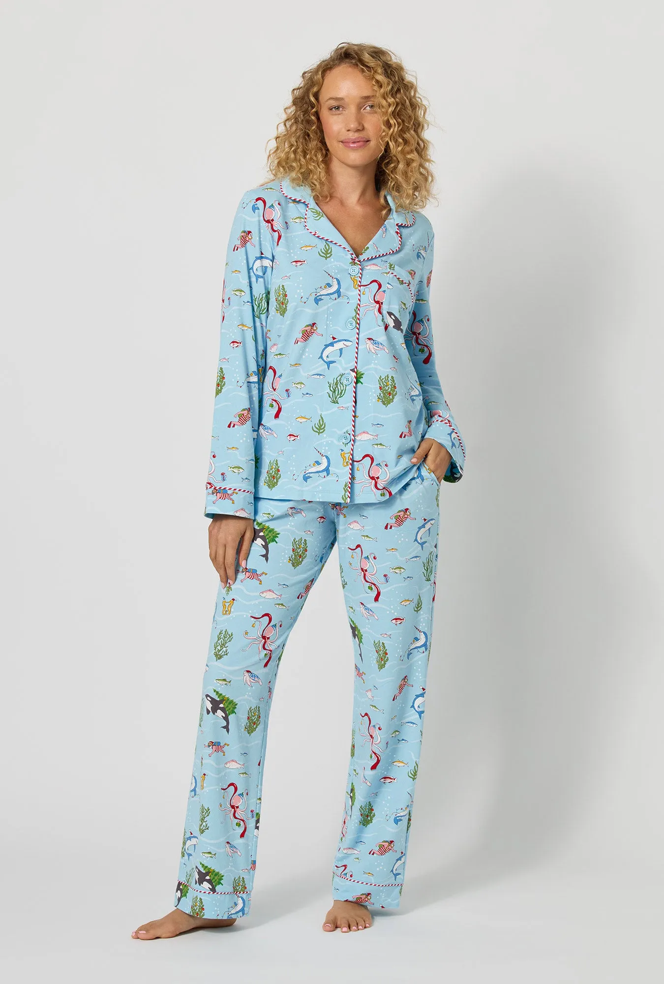 Jingle All The Wave Long Sleeve Classic Stretch Jersey Pj Set sold by BedHead product image thumbnail 2