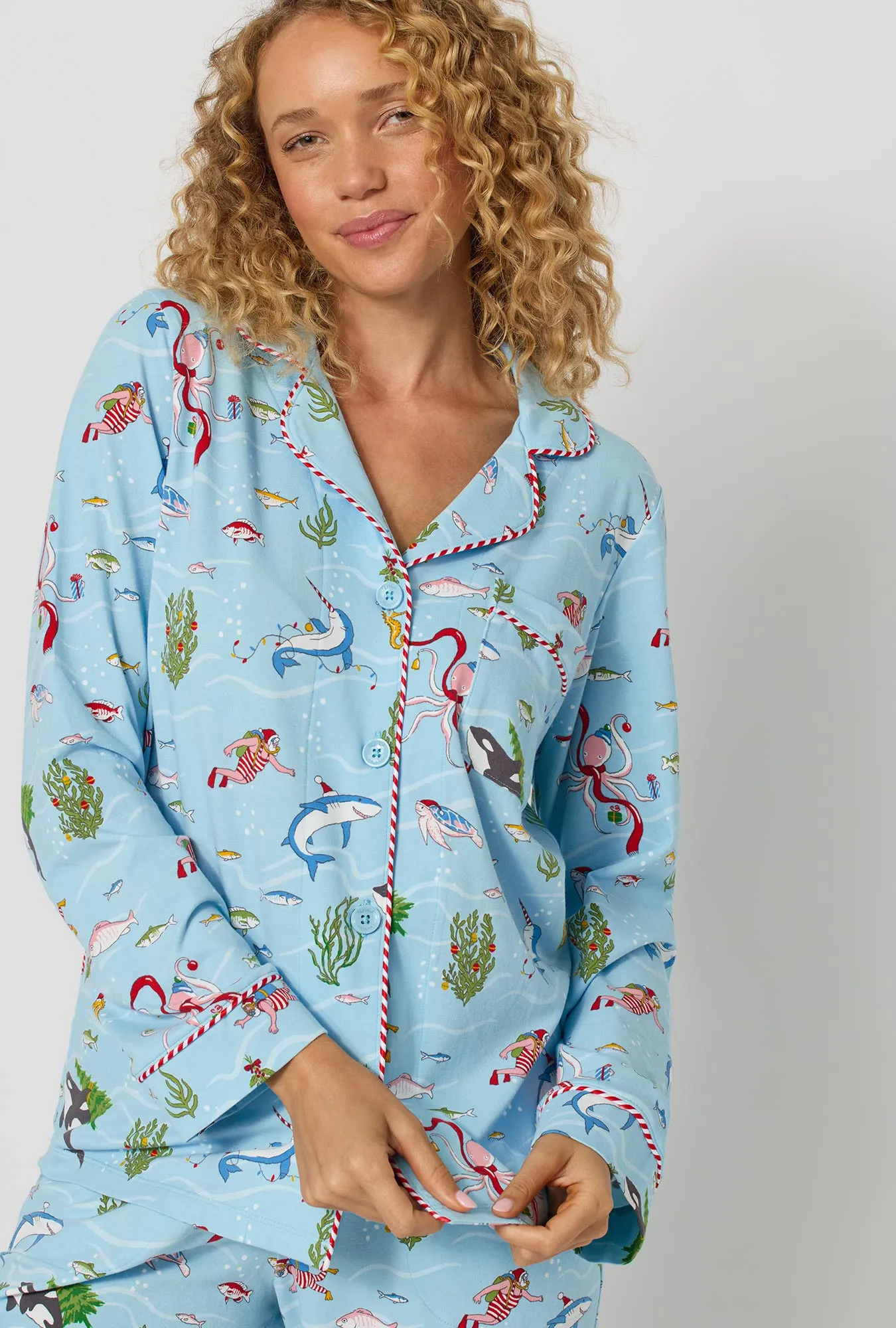 Jingle All The Wave Long Sleeve Classic Stretch Jersey Pj Set sold by BedHead product image thumbnail 4