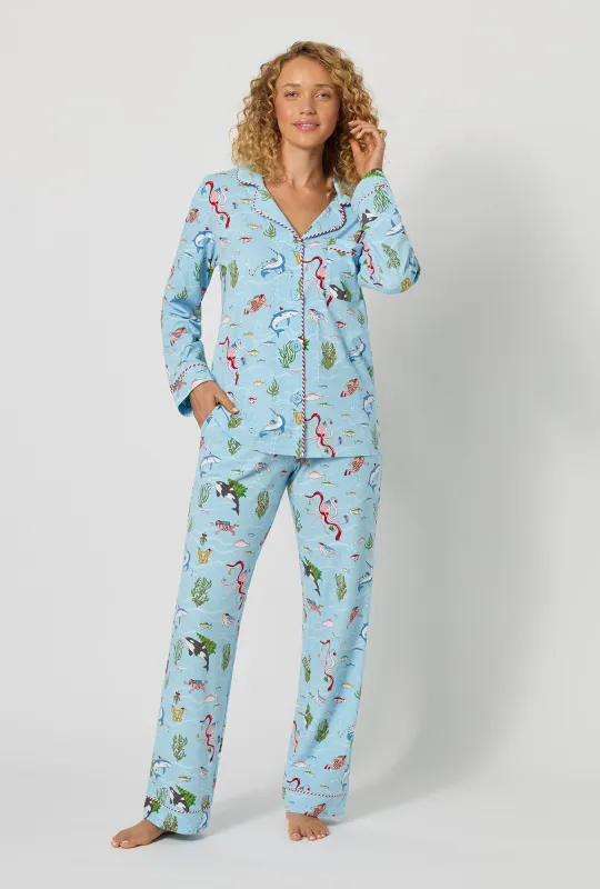Jingle All The Wave Long Sleeve Classic Stretch Jersey Pj Set made by BedHead