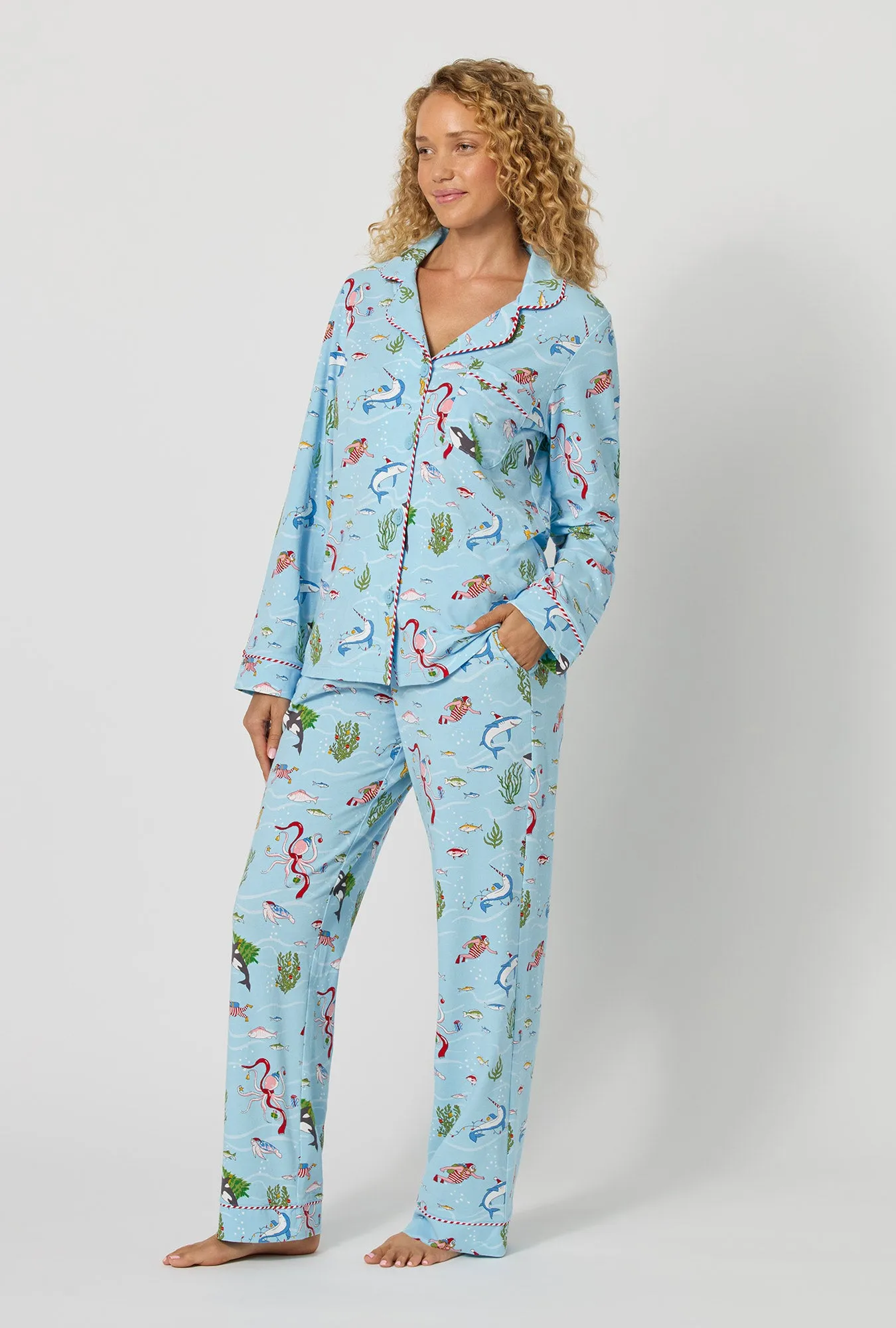 Jingle All The Wave Long Sleeve Classic Stretch Jersey Pj Set sold by BedHead product image thumbnail 3