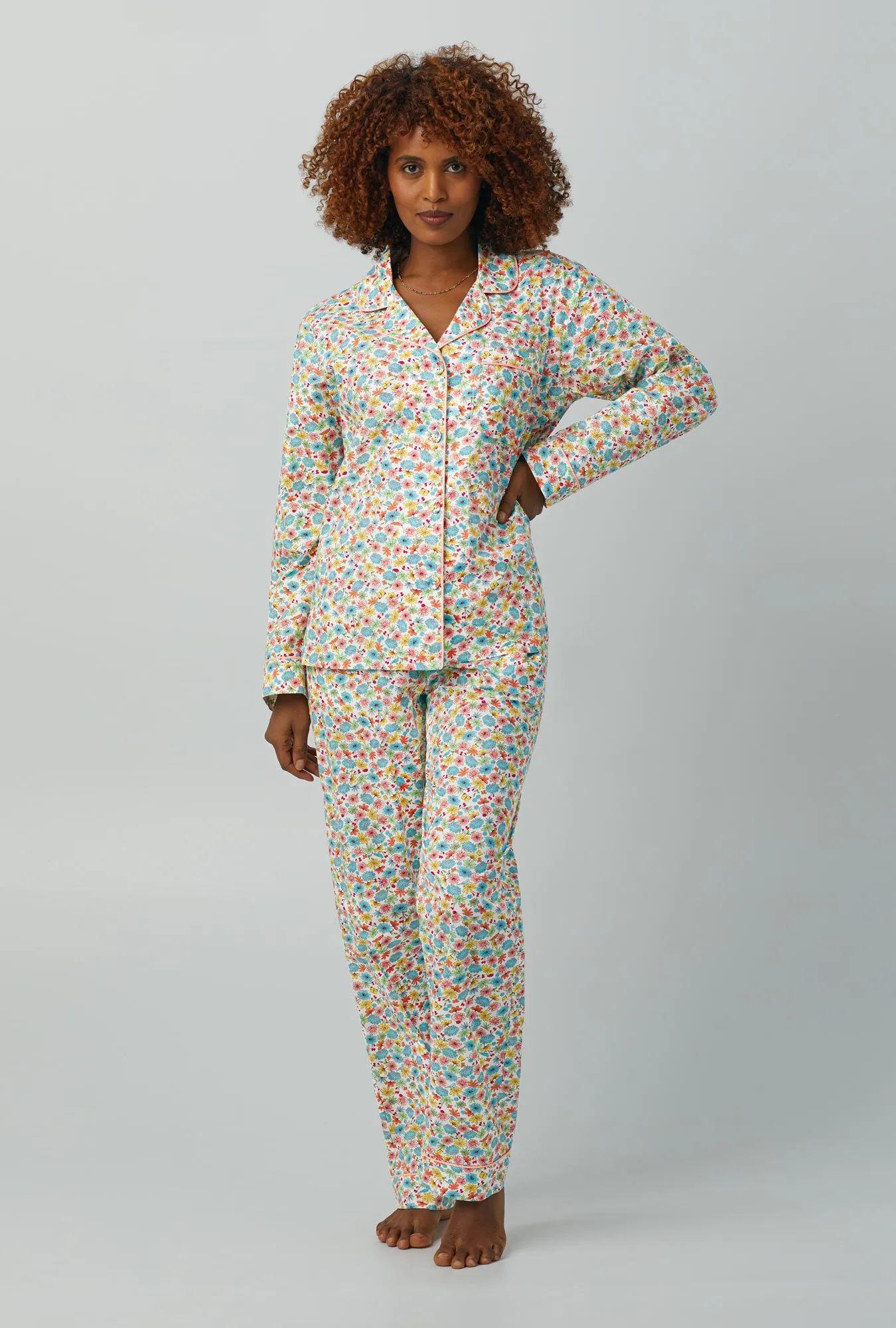 Spring Time Floral Long Sleeve Classic Woven Cotton Poplin PJ Set sold by BedHead product image thumbnail 2