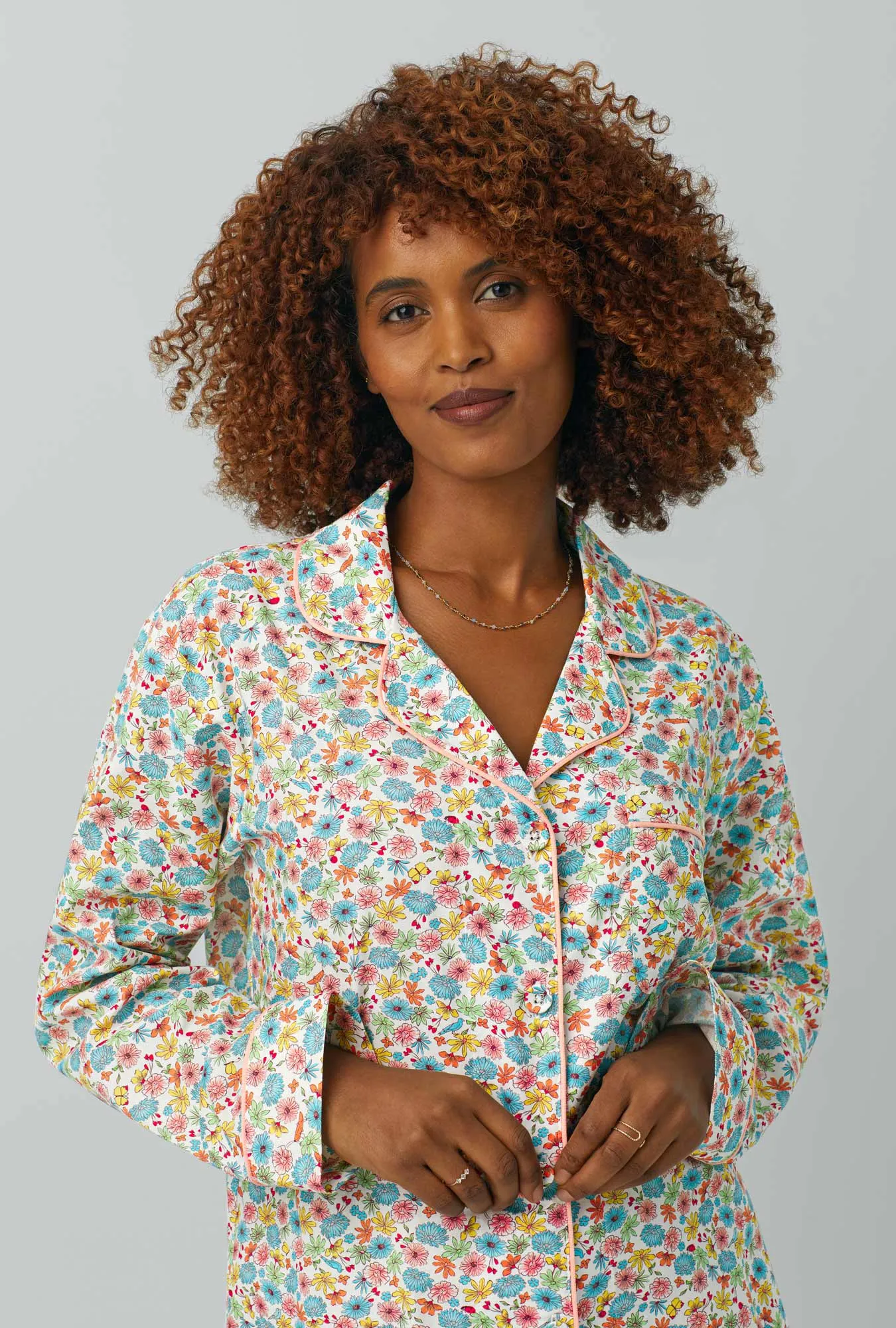 Spring Time Floral Long Sleeve Classic Woven Cotton Poplin PJ Set sold by BedHead