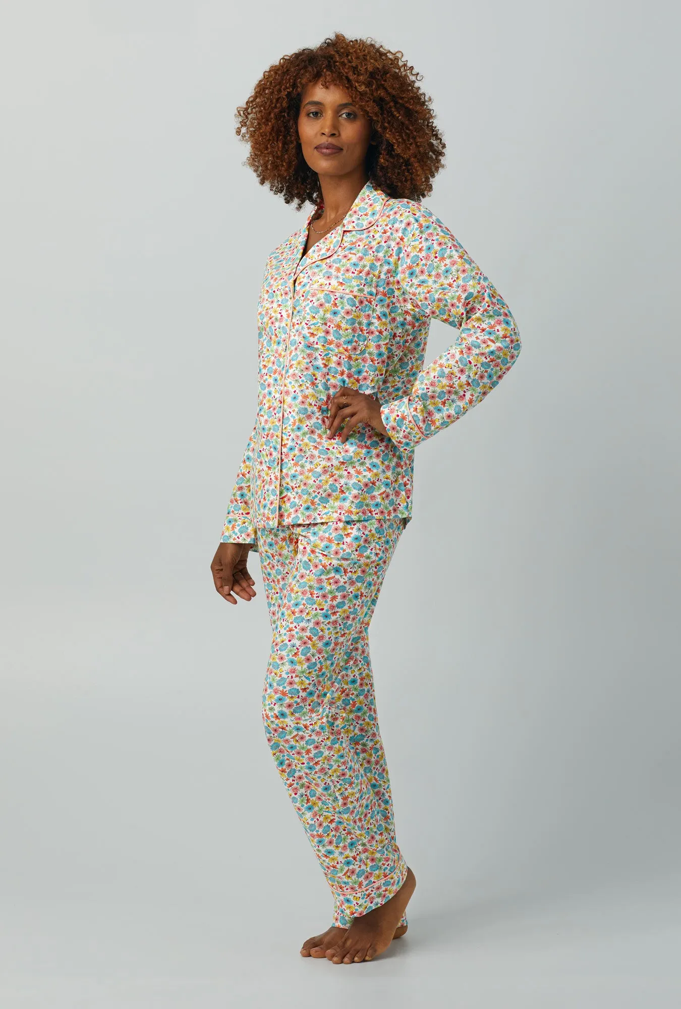 Spring Time Floral Long Sleeve Classic Woven Cotton Poplin PJ Set sold by BedHead product image thumbnail 3