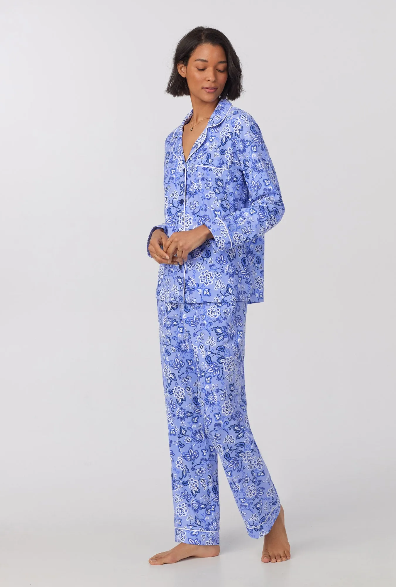 Blue Desert Flowers Long Sleeve Classic Stretch Jersey PJ Set sold by BedHead product image thumbnail 4