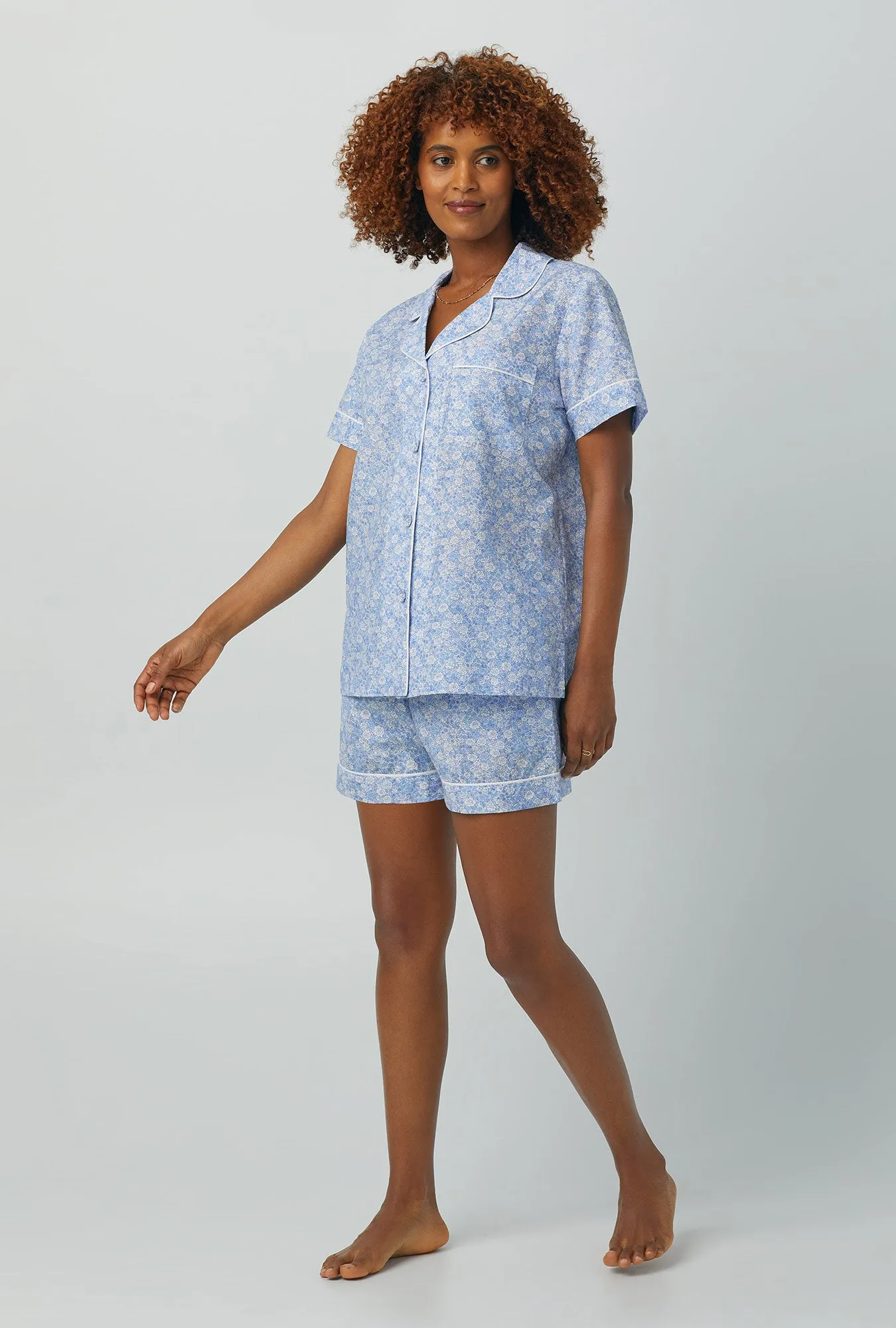 Something Blue Short Sleeve Classic Woven Cotton Silk Shorty PJ Set sold by BedHead product image thumbnail 2
