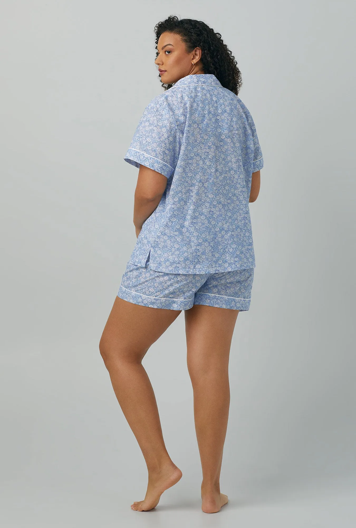 Something Blue Short Sleeve Classic Woven Cotton Silk Shorty PJ Set sold by BedHead product image thumbnail 5