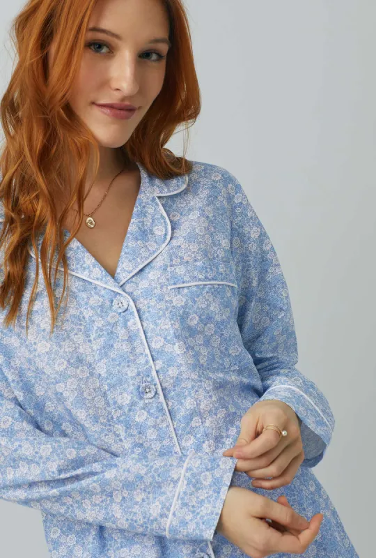 Something Blue Long Sleeve Classic Woven Cotton Silk PJ Set sold by BedHead
