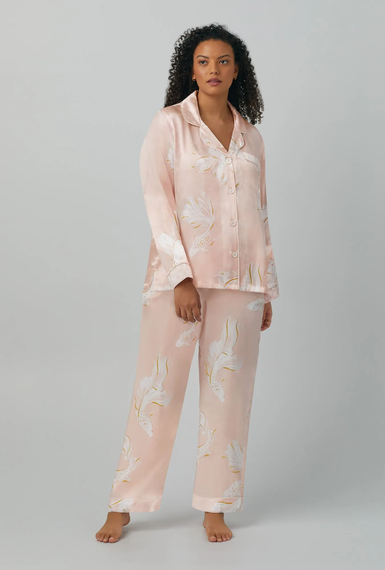 Koi Pond Long Sleeve Classic Washable Silk PJ Set sold by BedHead product image thumbnail 4
