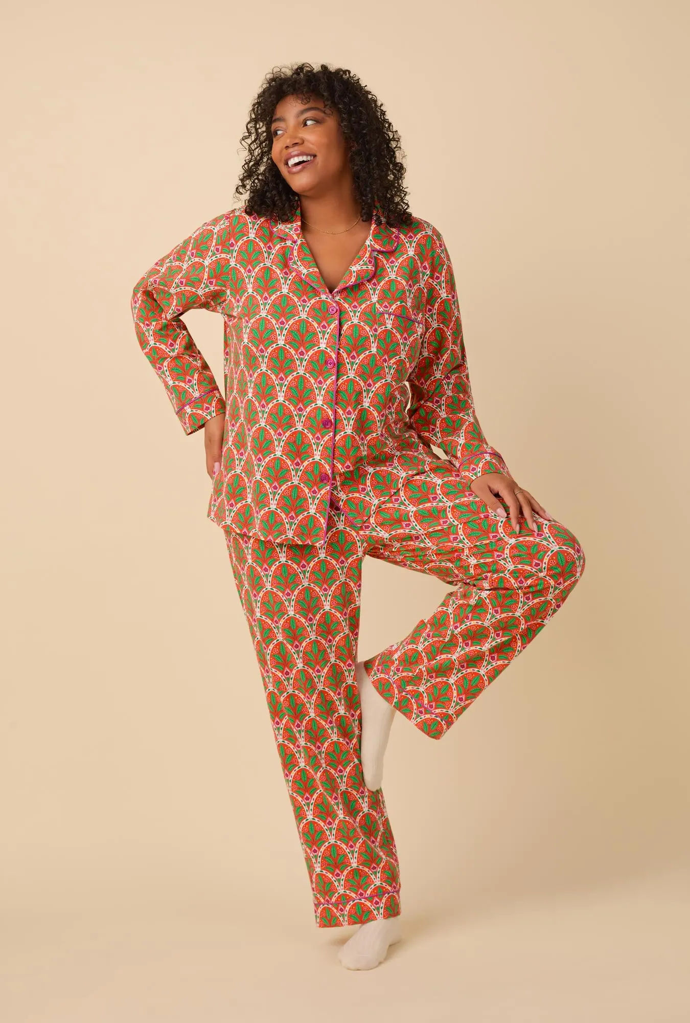 Tangier Tile Long Sleeve Classic Stretch Jersey PJ Set sold by BedHead