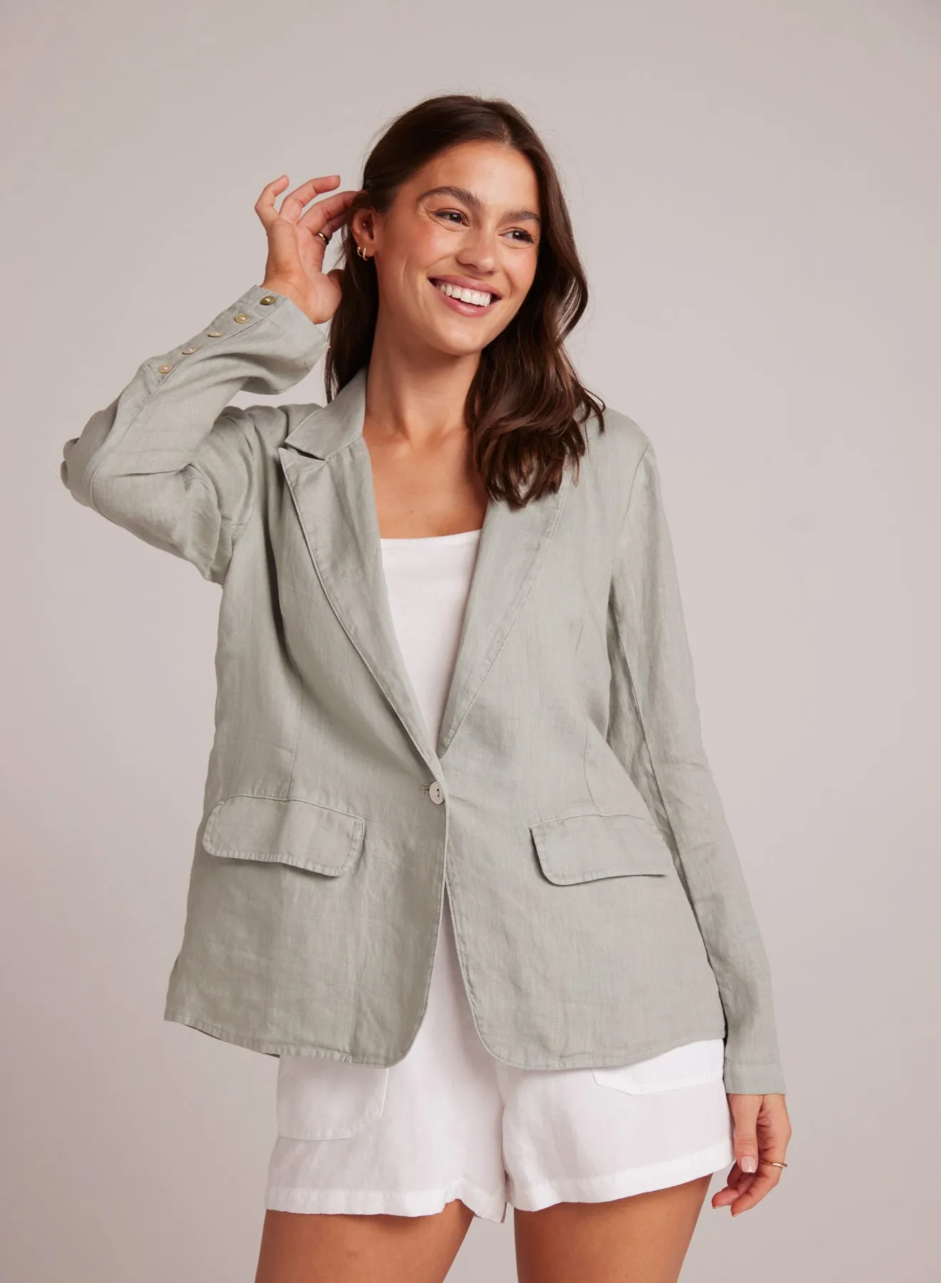 Easy Linen Longline Blazer - Oasis Green sold by Bella Dahl