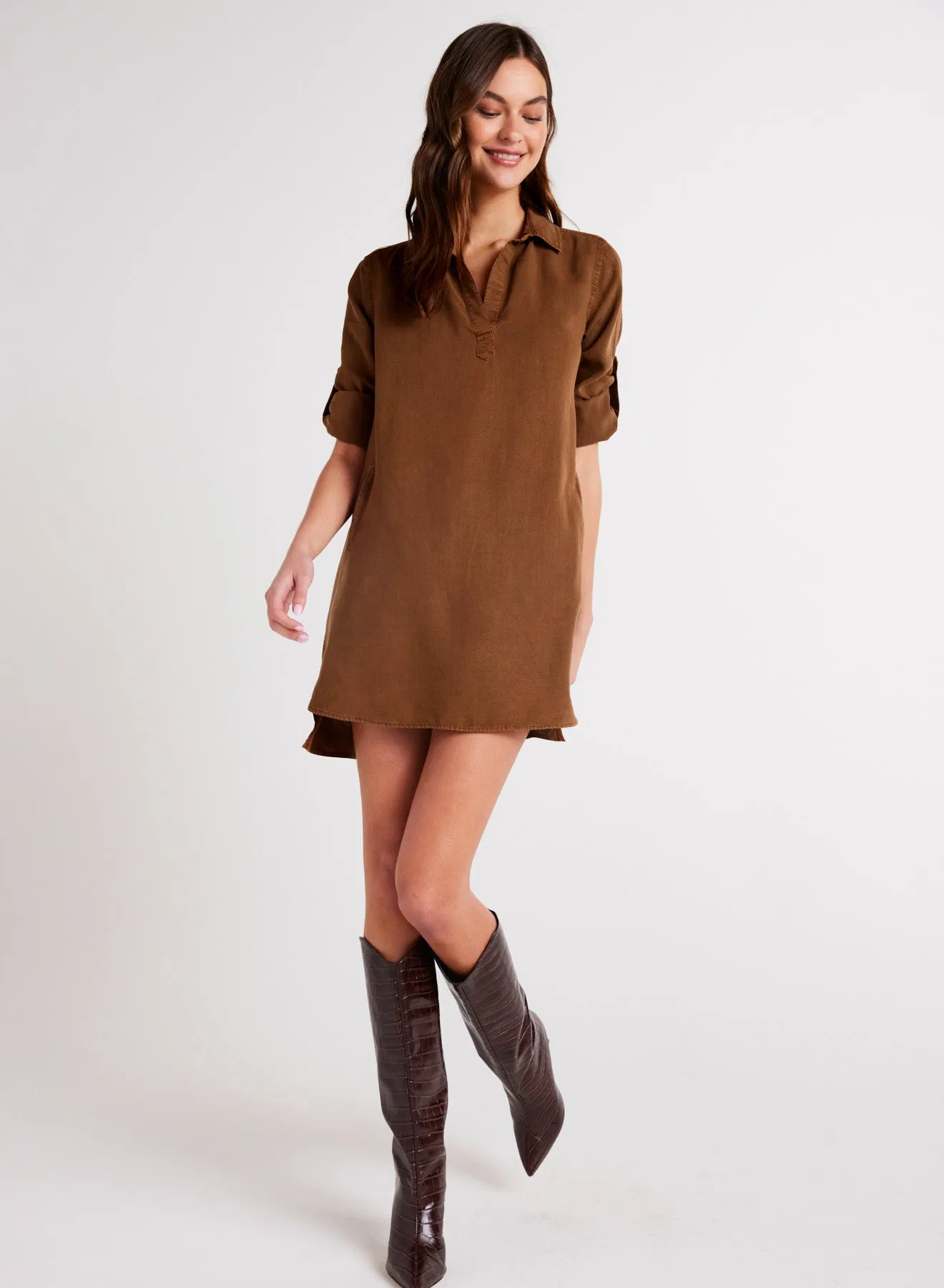Long Sleeve A-Line Shirt Dress - Twilight Gold sold by Bella Dahl