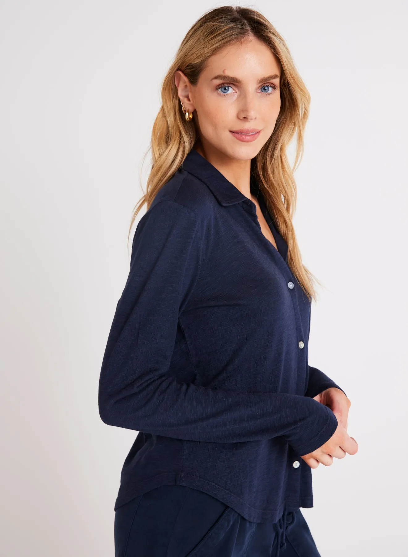 Long Sleeve Knit Button Down - Endless Sea sold by Bella Dahl product image thumbnail 3
