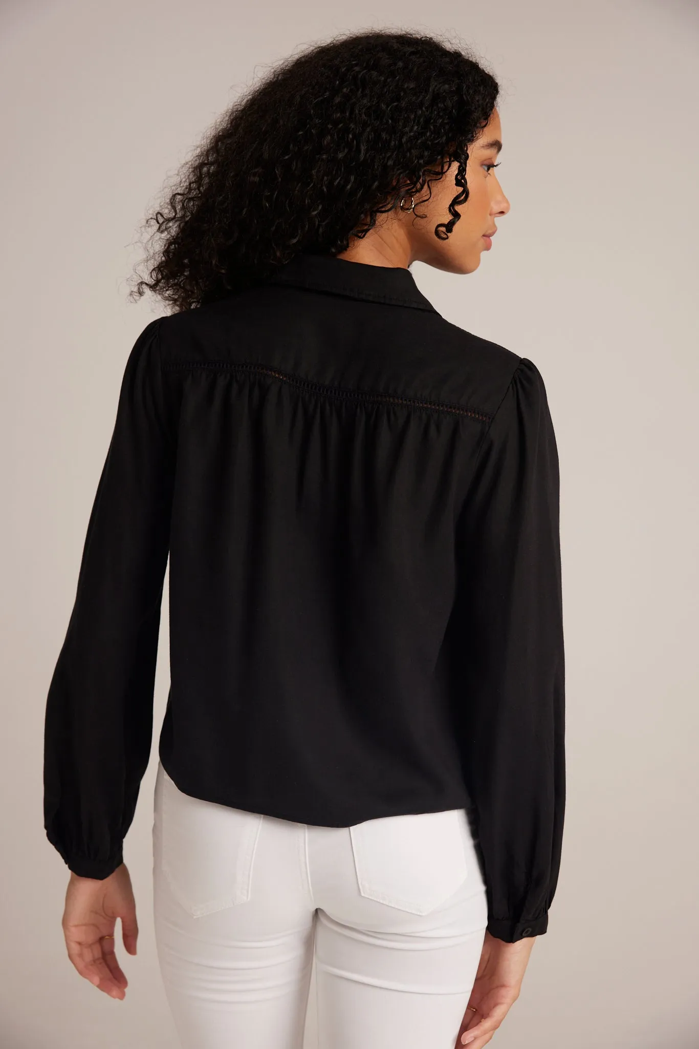 Ladder Trim Long Sleeve Shirt - Black sold by Bella Dahl product image thumbnail 2