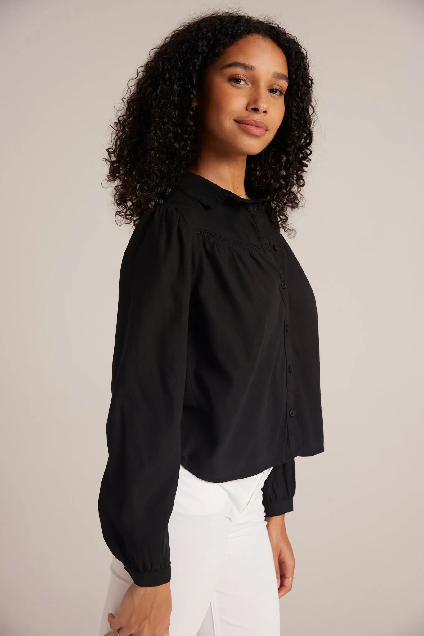 Ladder Trim Long Sleeve Shirt - Black sold by Bella Dahl product image thumbnail 3