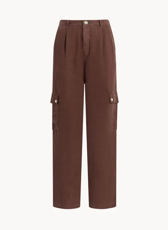 Pleated Linen Cargo Trousers - Cocoa Cabana sold by Bella Dahl