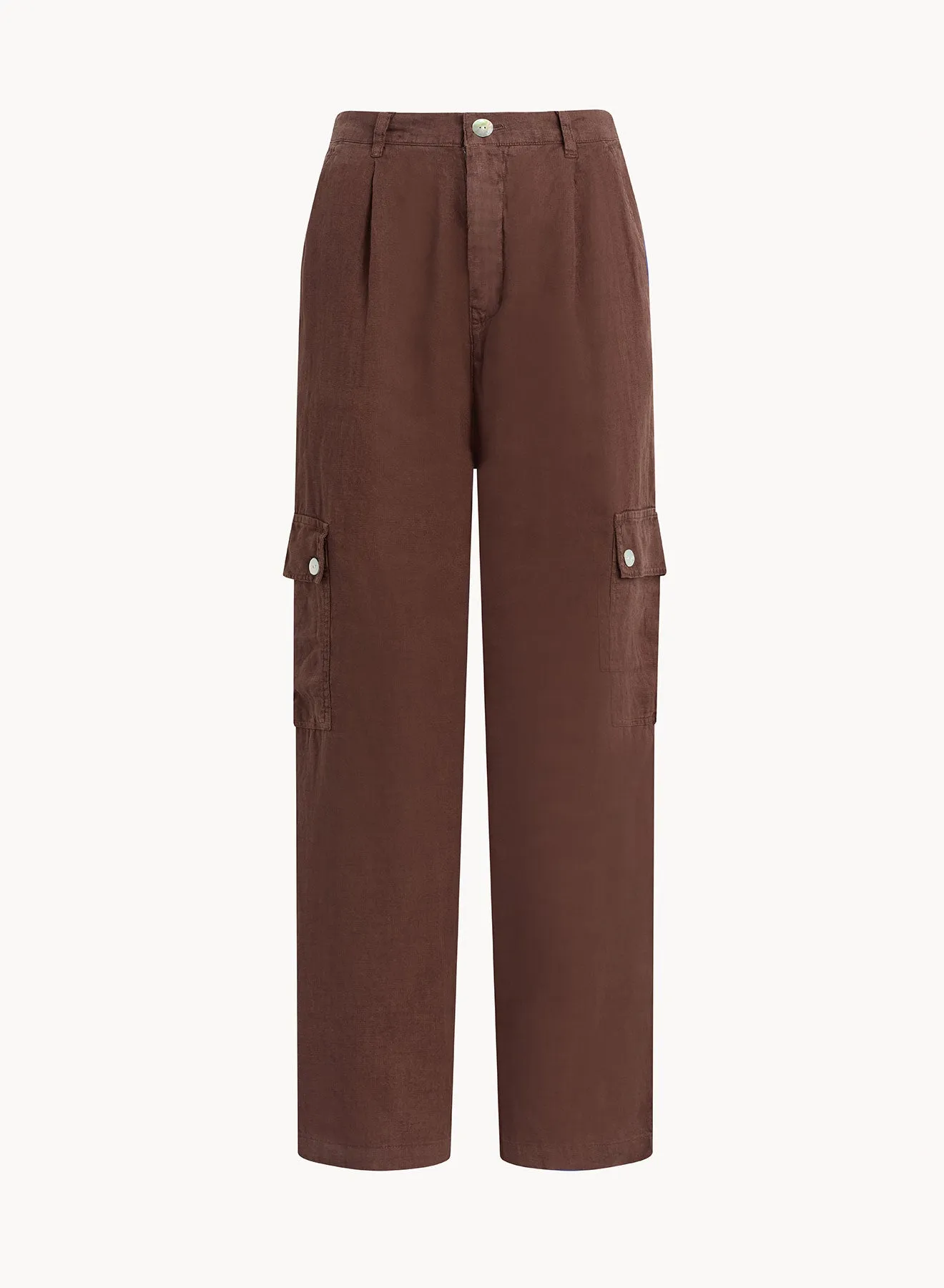 Pleated Linen Cargo Trousers - Cocoa Cabana sold by Bella Dahl