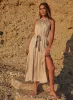 Smocked Waist Halter Midi Dress - Sandy Ivory sold by Bella Dahl