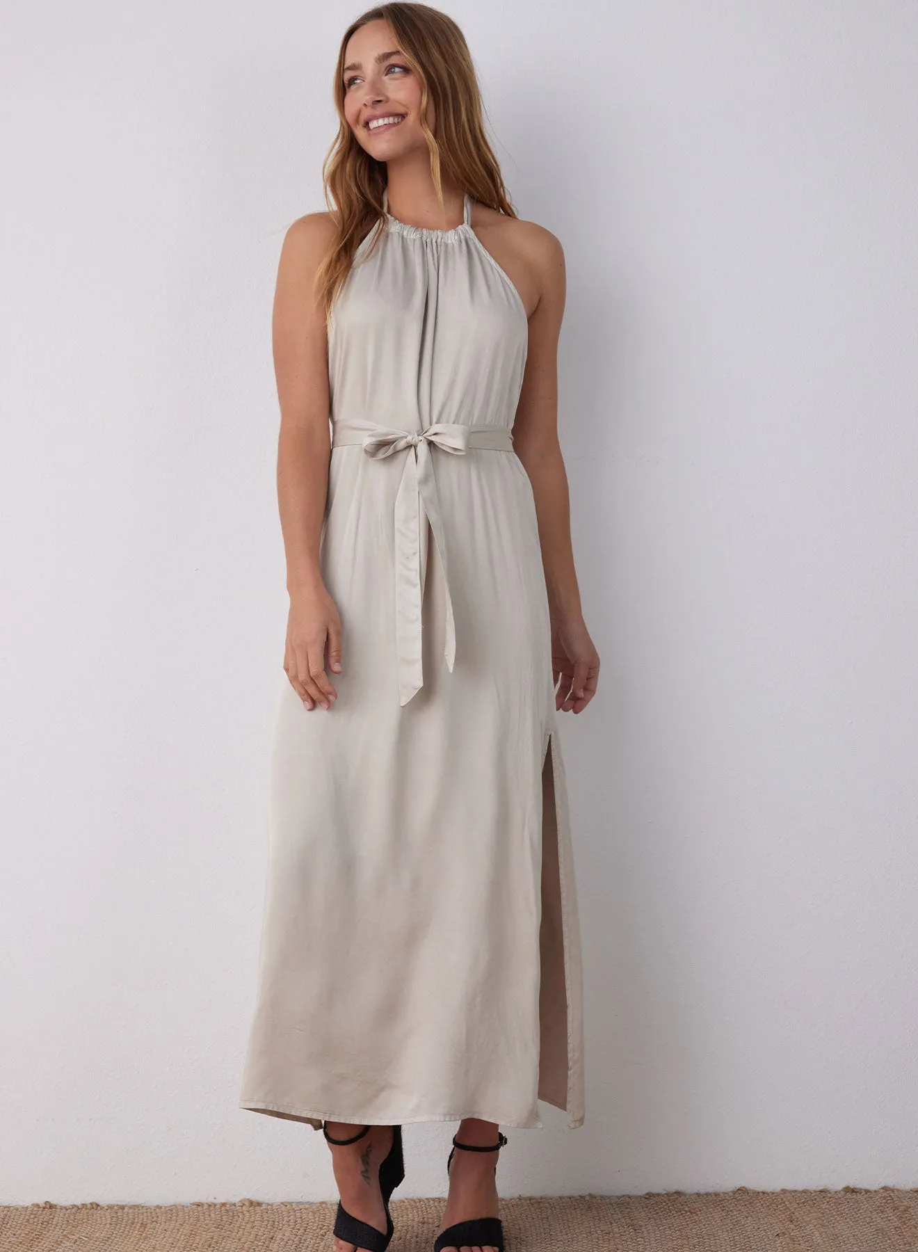 Smocked Waist Halter Midi Dress - Sandy Ivory sold by Bella Dahl product image thumbnail 5