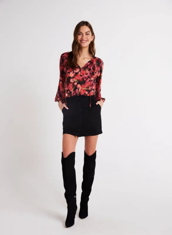 Shirred Raglan Tie Front Blouse - Autumn Bloom Print made by Bella Dahl
