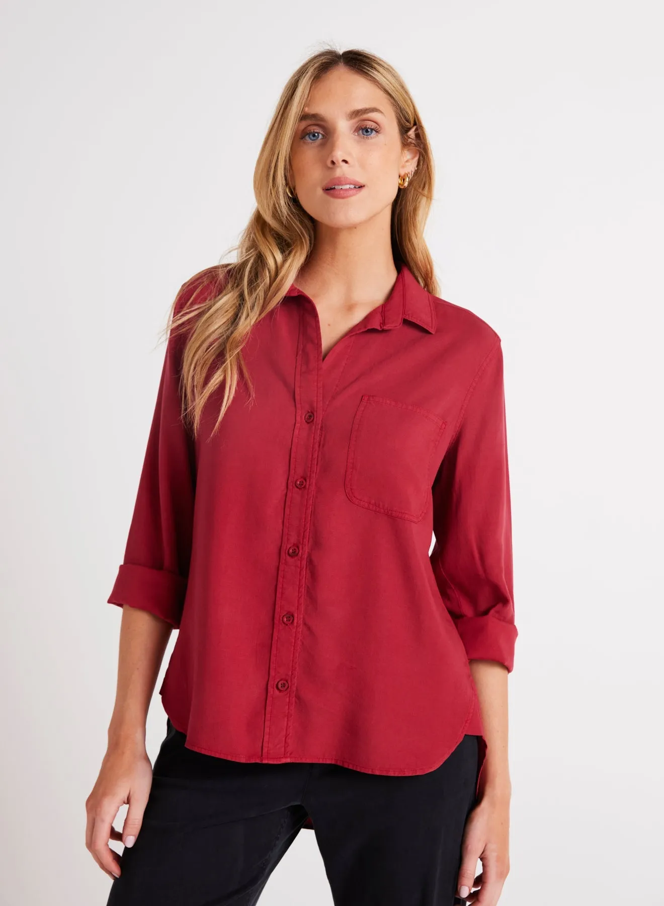 Shirt Tail Button Down - Ruby Red sold by Bella Dahl