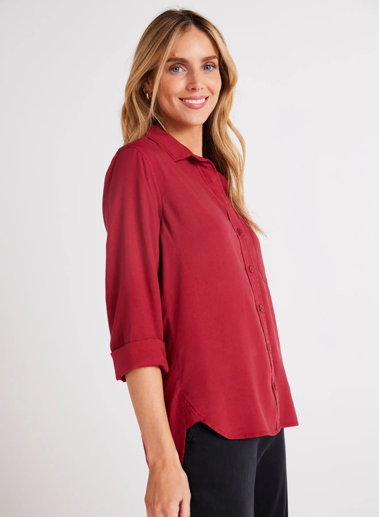 Shirt Tail Button Down - Ruby Red sold by Bella Dahl product image thumbnail 3