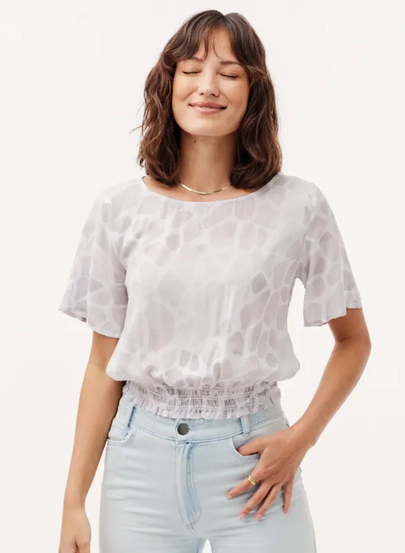 Smocked Waist Short Sleeve Top  - Sand Stone Print sold by Bella Dahl
