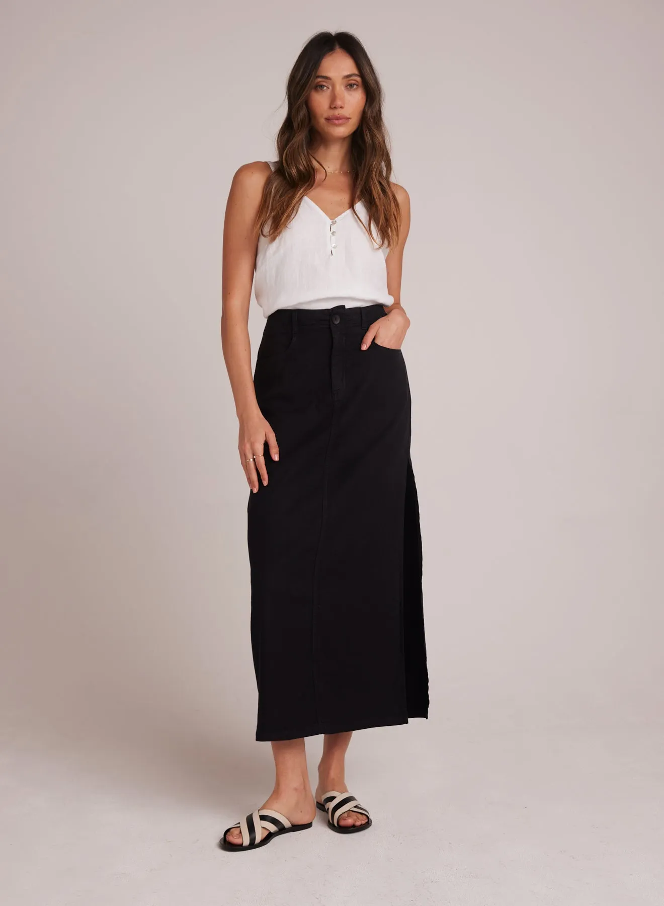 Indigo Side Slit Skirt - Black sold by Bella Dahl